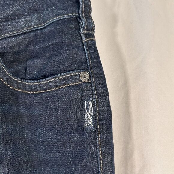 Silver Jeans Women's 31x26 Dark Wash Blue Denim Super Stretch Cotton Blend Mid R - Picture 4 of 11